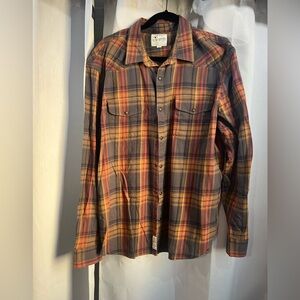 Lucky Brand Flannel Shirt XL plaid Western Pearl Snap